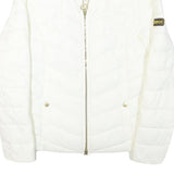 BARBOUR Womens White Quilted Jacket UK 10 Polyester Blend Zip Casual Lightweight