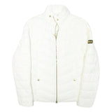BARBOUR Womens White Quilted Jacket UK 10 Polyester Blend Zip Casual Lightweight