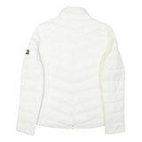 BARBOUR Womens White Quilted Jacket UK 10 Polyester Blend Zip Casual Lightweight