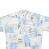 SAN GIOTTO Mens White & Blue Abstract Print Shirt L Vintage Cotton Blend
