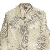 QUEENSWAY Womens Beige Animal Print Cotton Blend Jacket M Button Closure Stylish