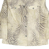 QUEENSWAY Womens Beige Animal Print Cotton Blend Jacket M Button Closure Stylish