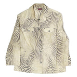 QUEENSWAY Womens Beige Animal Print Cotton Blend Jacket M Button Closure Stylish