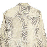 QUEENSWAY Womens Beige Animal Print Cotton Blend Jacket M Button Closure Stylish