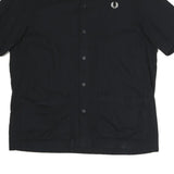 FRED PERRY Mens Black Shirt M Cotton Blend Short Sleeve Casual