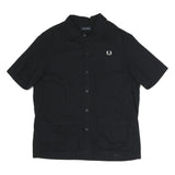 FRED PERRY Mens Black Shirt M Cotton Blend Short Sleeve Casual