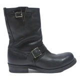 VULCAN Womens Leather Biker Boots Black UK 7.5 Buckle Detail Classic Stylish