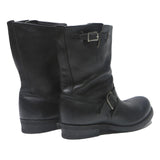 VULCAN Womens Leather Biker Boots Black UK 7.5 Buckle Detail Classic Stylish