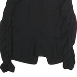 ARMANI COLLEZIONI Womens Black Cotton Jacket M Button Ruched Sleeves Tailored