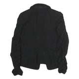 ARMANI COLLEZIONI Womens Black Cotton Jacket M Button Ruched Sleeves Tailored