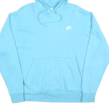 NIKE Womens Blue Pullover Hoodie L Cotton Blend Casual Sportswear