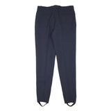 Mens Slim Navy Blue Polyester Blend Trousers W35 L35 Button Closure Formal