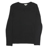WHISTLES Womens Black Long Sleeve Crew Neck T-Shirt Size S Cotton Blend Simple