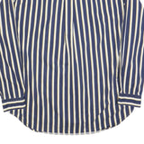 TOMMY HILFIGER Mens Blue & Cream Stripe Cotton Shirt L Button-Down Pocket Casual