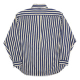 TOMMY HILFIGER Mens Blue & Cream Stripe Cotton Shirt L Button-Down Pocket Casual