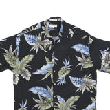 PIERRE CARDIN Mens Black & Blue Tropical Short Sleeve Shirt M Cotton Blend
