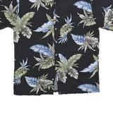 PIERRE CARDIN Mens Black & Blue Tropical Short Sleeve Shirt M Cotton Blend