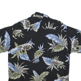 PIERRE CARDIN Mens Black & Blue Tropical Short Sleeve Shirt M Cotton Blend