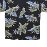 PIERRE CARDIN Mens Black & Blue Tropical Short Sleeve Shirt M Cotton Blend