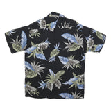 PIERRE CARDIN Mens Black & Blue Tropical Short Sleeve Shirt M Cotton Blend