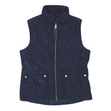 GHBASS Womens Navy Quilted Sleeveless Jacket S Polyester Blend Zip Pockets