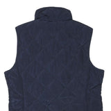 GHBASS Womens Navy Quilted Sleeveless Jacket S Polyester Blend Zip Pockets