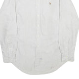 RALPH LAUREN Mens White & Grey Striped Shirt L Classic Button-Down Cotton