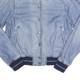 DIESEL Mens Blue & Navy Bomber Jacket S Lyocell Plain Button Closure