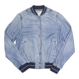 DIESEL Mens Blue & Navy Bomber Jacket S Lyocell Plain Button Closure