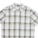 LEVI'S Mens White & Green Check Shirt L Cotton Blend Casual Button Up