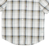 LEVI'S Mens White & Green Check Shirt L Cotton Blend Casual Button Up