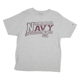 CHAMPION Mens Grey United States Navy Graphic T-Shirt L Short Sleeve Crew Neck