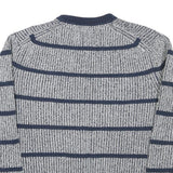 TOMMY HILFIGER Mens Blue Patterned Jumper Crew Neck Basic Knit L Casual Striped