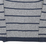 TOMMY HILFIGER Mens Blue Patterned Jumper Crew Neck Basic Knit L Casual Striped