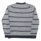 TOMMY HILFIGER Mens Blue Patterned Jumper Crew Neck Basic Knit L Casual Striped