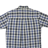 CHAPS Mens Blue White Plaid Cotton Blend Shirt L Button Short Sleeve Casual