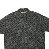 MUNSINGWEAR Mens Black & Grey Pattern Cotton Blend Shirt XL Casual Short Sleeve
