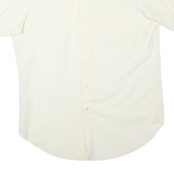 Mens Cream Shirt L Short Sleeve Polyester Blend Button Closure Plain