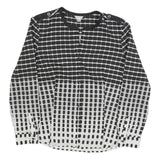 CALVIN KLEIN Womens Black & White Printed Shirt Long Sleeve Round Neck L Stylish