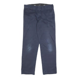 DICKIES Mens Cotton Blend Blue & Navy Slim Straight Trousers W34 L34 Workwear