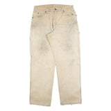 DICKIES Mens Jeans Beige Regular Straight Denim W33 L32 Workwear Utility Zip