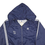 ADIDAS Mens Navy Blue Jacket L Polyester Blend Track Hooded Zip Athletic