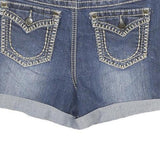 EARL JEAN Womens Denim Blue Casual Shorts M W28 Cuffed Hem Stitch Detail