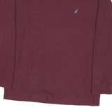 NAUTICA Mens Maroon Long Sleeve Crew Neck T-Shirt S Cotton Blend Logo