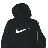 NIKE Boys Black Cotton Blend Hoodie XL Swoosh Logo Pullover Sweatshirt