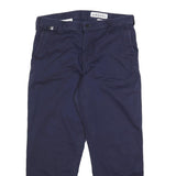 CARHARTT Mens Relaxed Navy Blue Cotton Blend Zip Trousers W36 L30 Durable