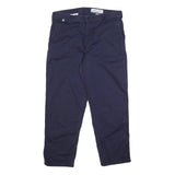 CARHARTT Mens Relaxed Navy Blue Cotton Blend Zip Trousers W36 L30 Durable