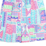 Womens Multi Colour Abstract Print Pleated Knee Length Polyester Skirt M Summer