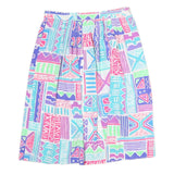 Womens Multi Colour Abstract Print Pleated Knee Length Polyester Skirt M Summer