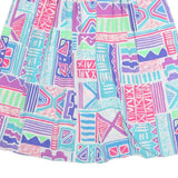 Womens Multi Colour Abstract Print Pleated Knee Length Polyester Skirt M Summer
